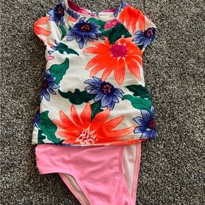 Old Navy Kids Floral Rashguard Set - Pink and Multicolor